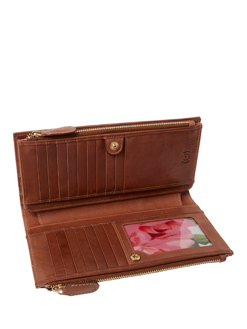 Product image 4 of 5, which shows OSPREY LONDON Vintage Savanna Leather Matinee Purse, Tan