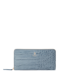 OSPREY LONDON Wentworth Large Croc Effect Leather Purse, Smoke Blue