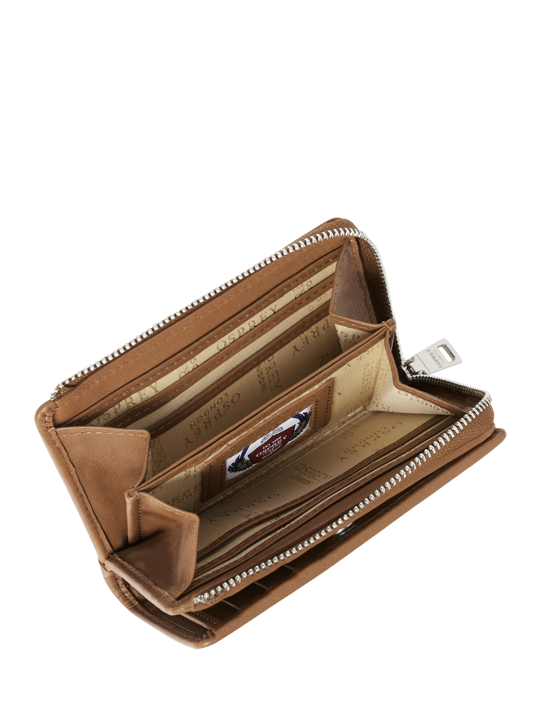 Product image 5 of 6, which shows OSPREY LONDON Mini Kelso Leather Purse, Tan