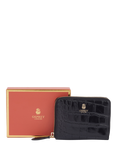 OSPREY LONDON Wentworth Croc Leather Zip Purse, Black