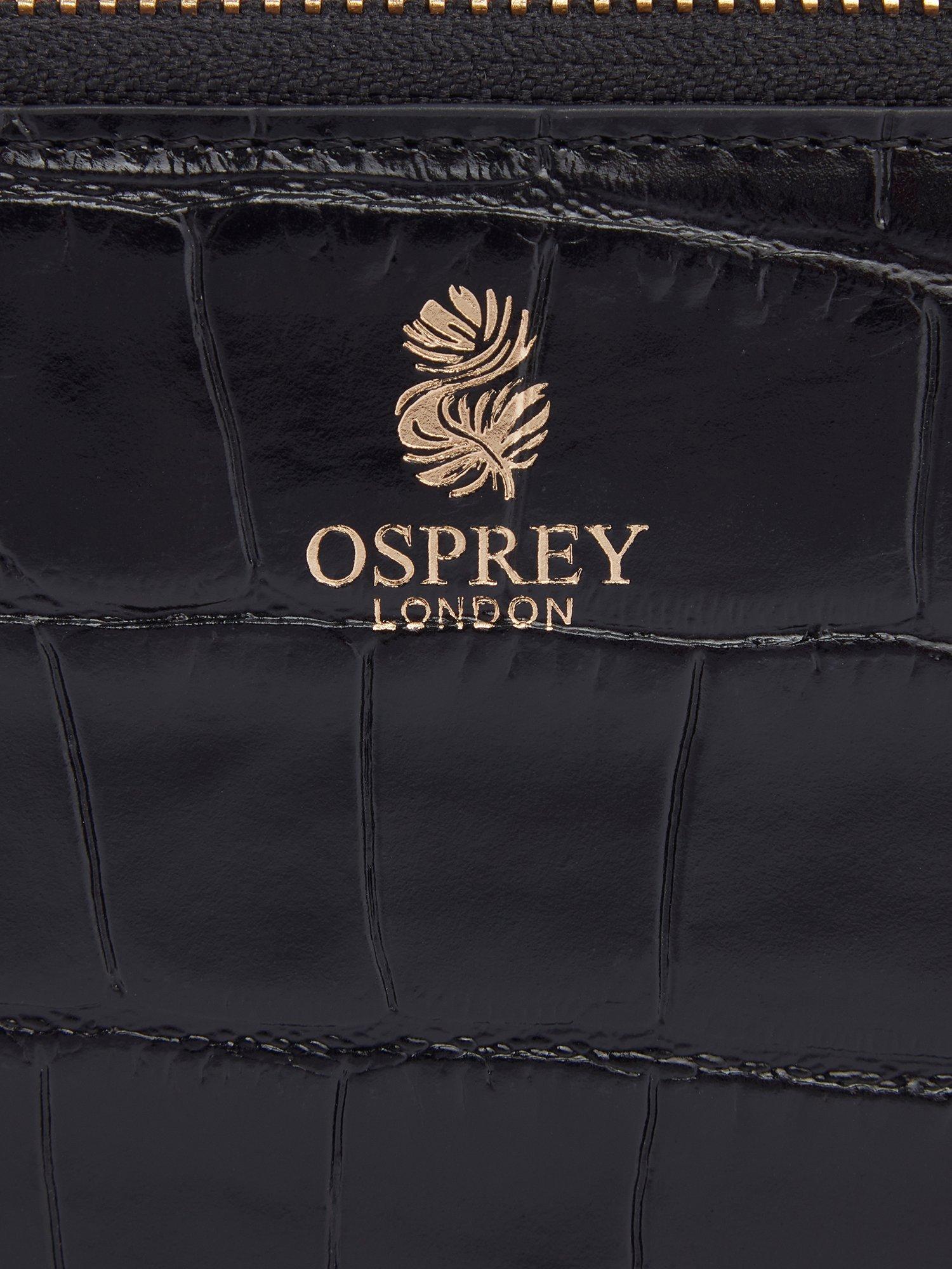 Product image 4 of 6, which shows OSPREY LONDON Wentworth Croc Leather Zip Purse, Black