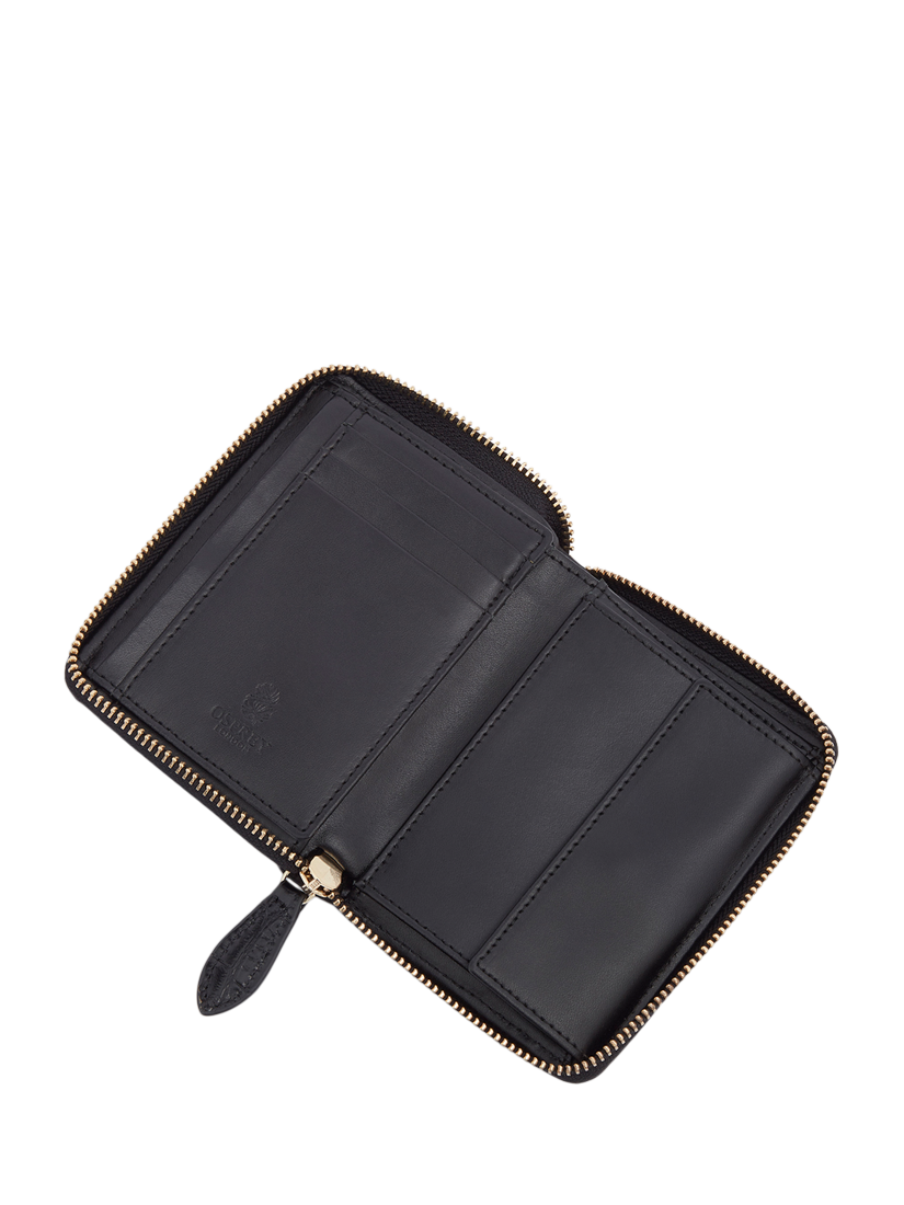 Product image 5 of 6, which shows OSPREY LONDON Wentworth Croc Leather Zip Purse, Black