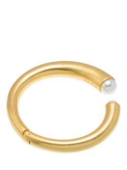 Reiss Alana Curve Pearl Cuff Bangle, Gold, Gold