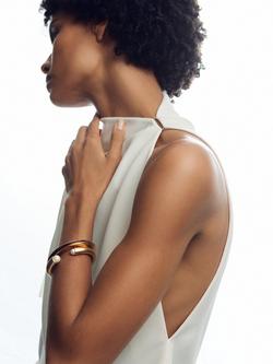 Reiss Alana Curve Pearl Cuff Bangle, Gold - view 2, Gold