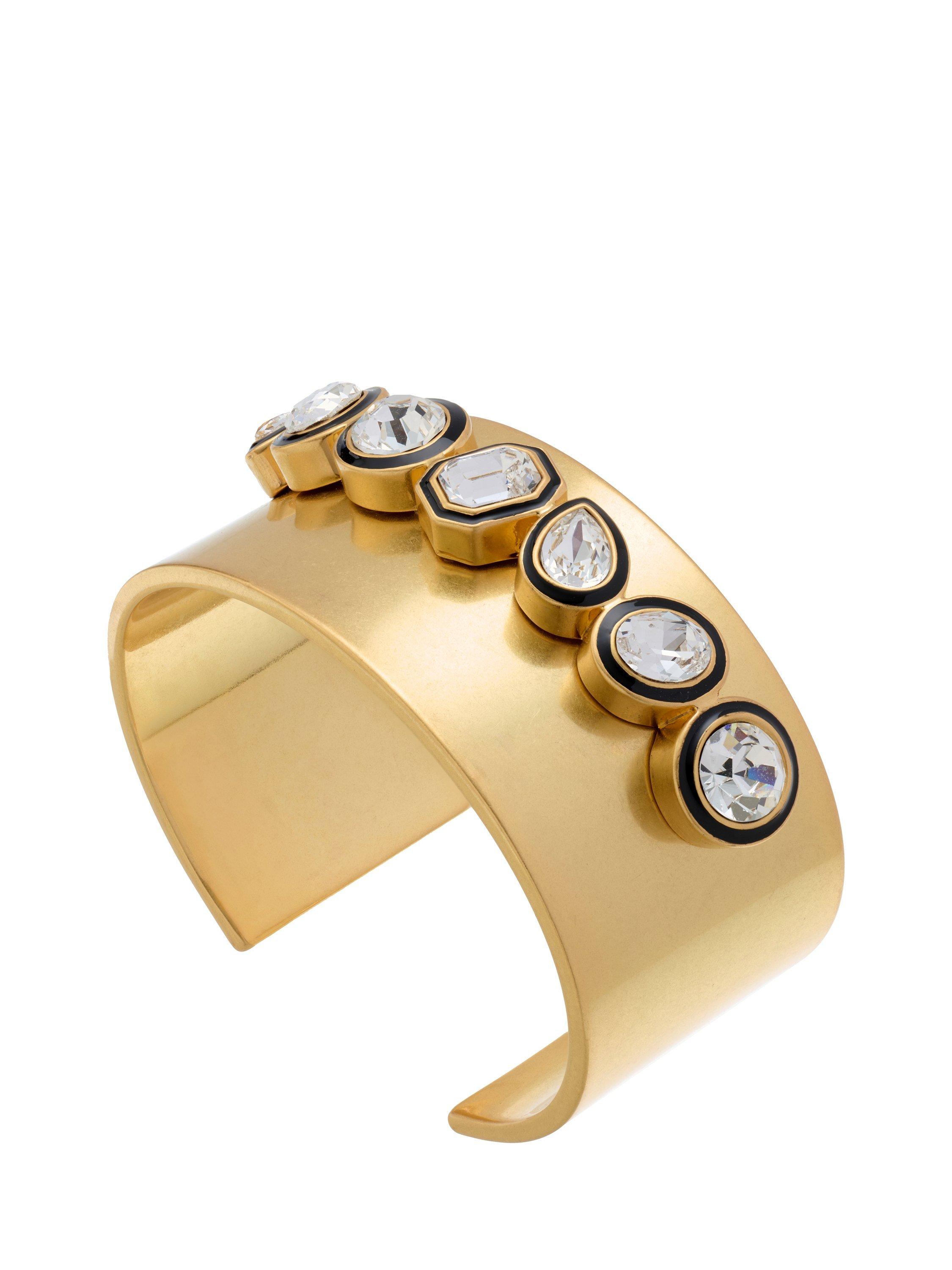 Product image 3 of 6, which shows Reiss Cressida Crystal Rock Enamel Cuff, Gold