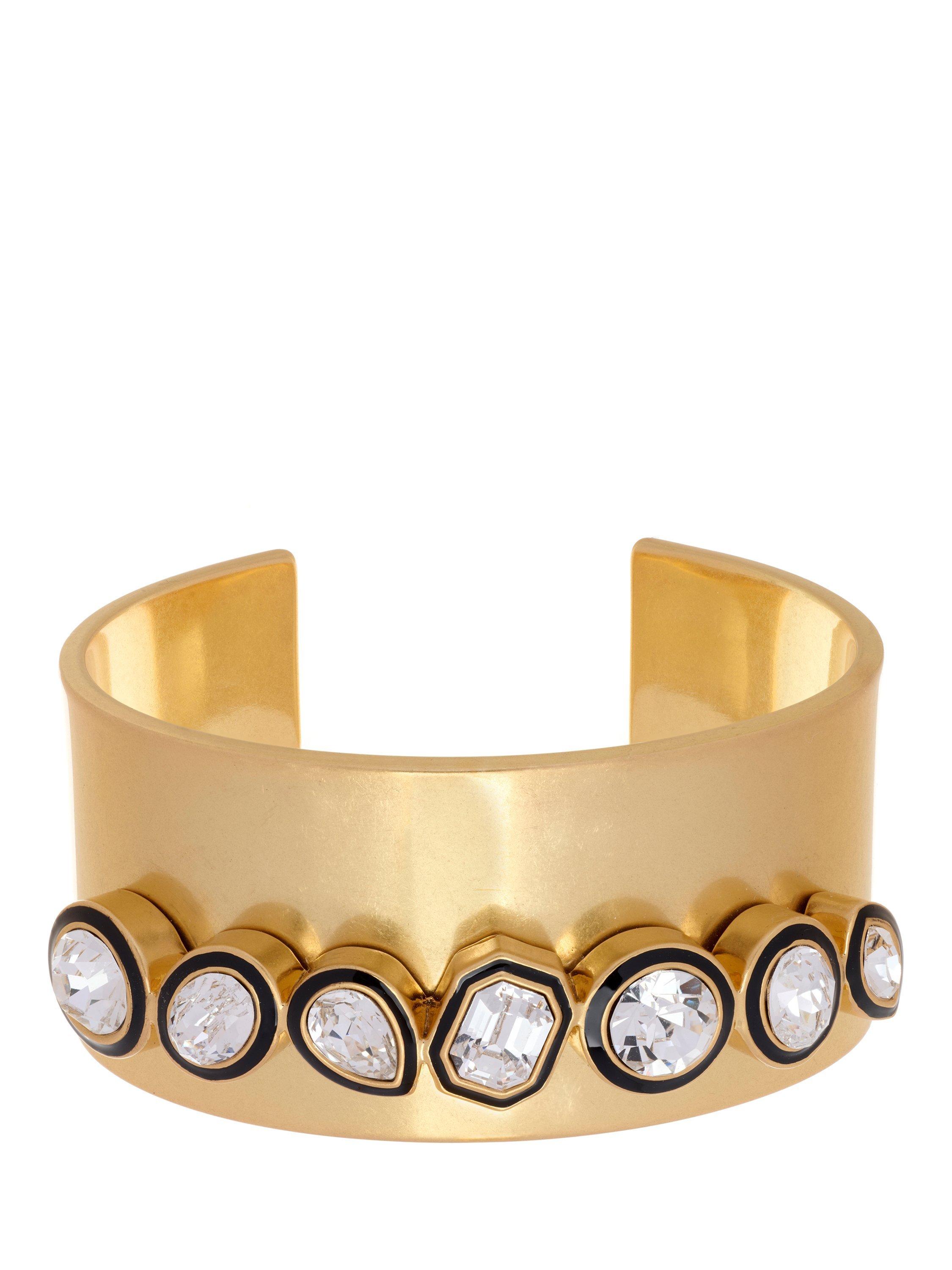 Product image 4 of 6, which shows Reiss Cressida Crystal Rock Enamel Cuff, Gold