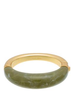 Reiss Salma Scoop Hinged Bangle, Gold/Olive
