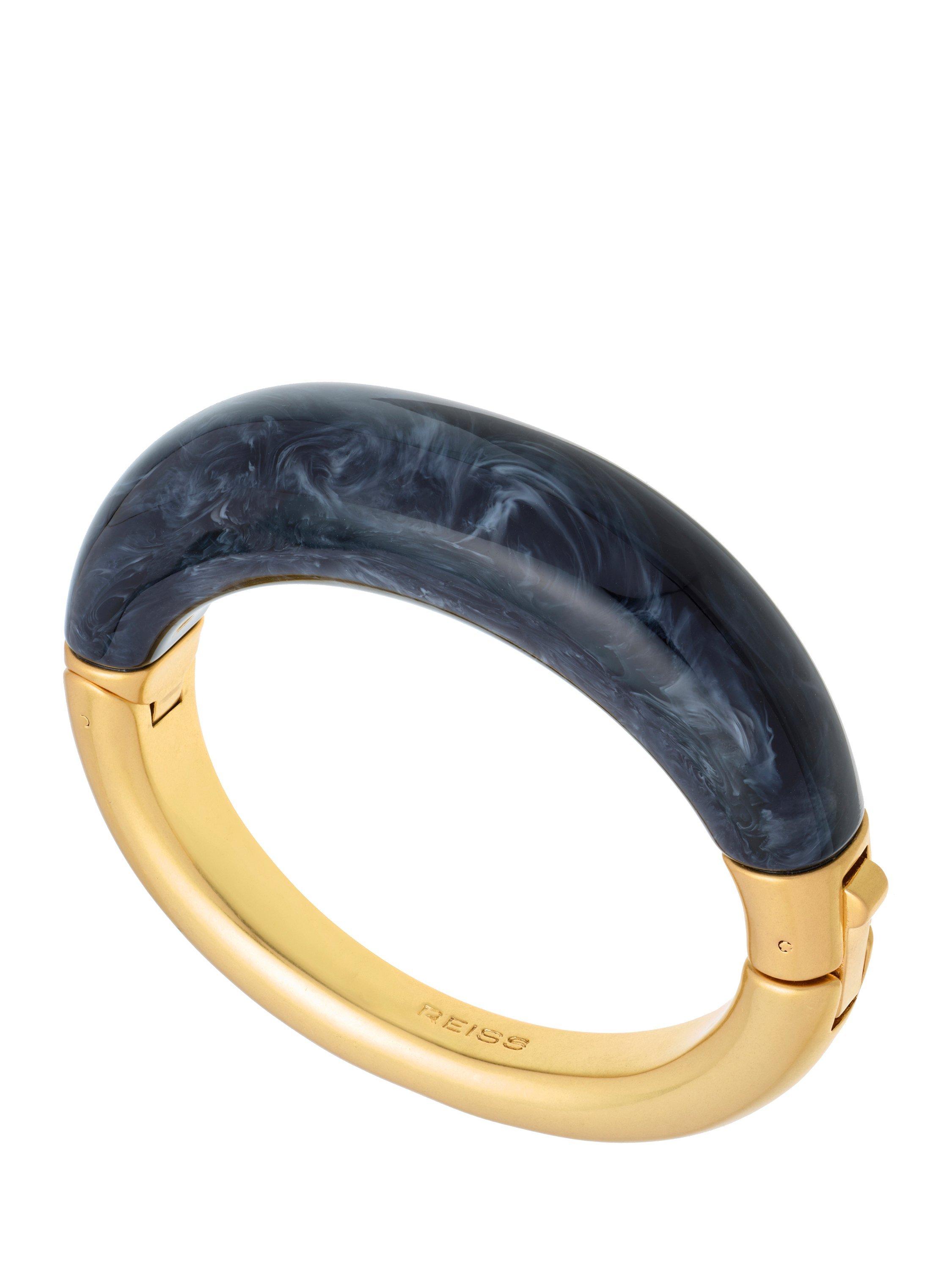 Product image 3 of 6, which shows Reiss Salma Scoop Hinged Bangle, Gold/Black