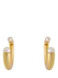 Reiss Anais Curve Hoop Earrings, Gold/Pearl