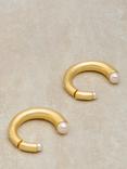 Reiss Anais Curve Hoop Earrings, Gold/Pearl