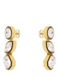 Reiss Crista Crystal Rock Enamel Drop Earrings, Gold/Black