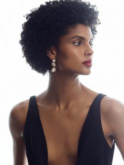 Reiss Crista Crystal Rock Enamel Drop Earrings, Gold/Black - view 2, Gold/Black