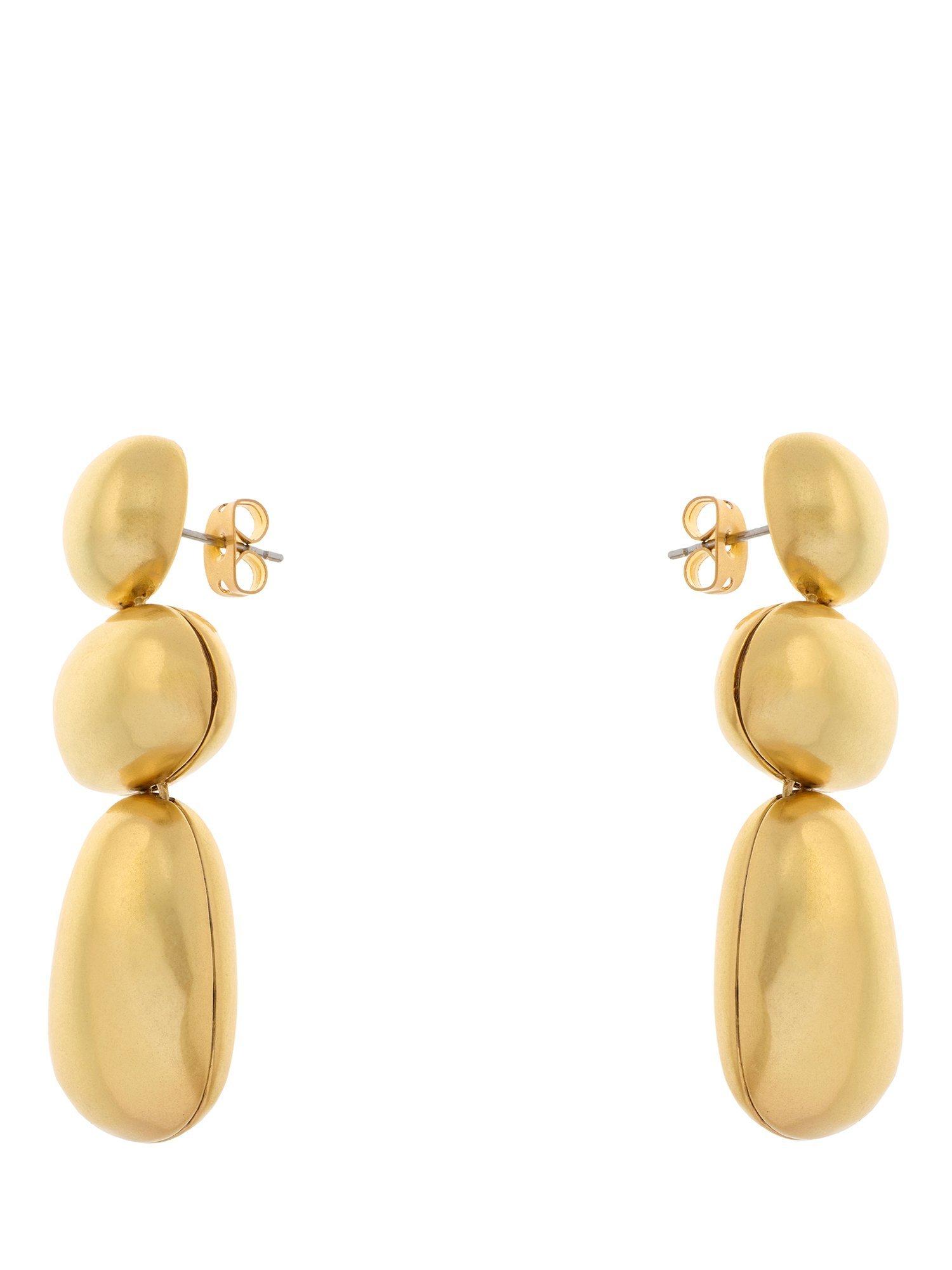 Product image 1 of 6, which shows Reiss Dinah Dome Drop Earrings, Gold