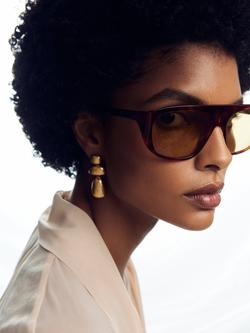 Reiss Dinah Dome Drop Earrings, Gold - view 2, Gold