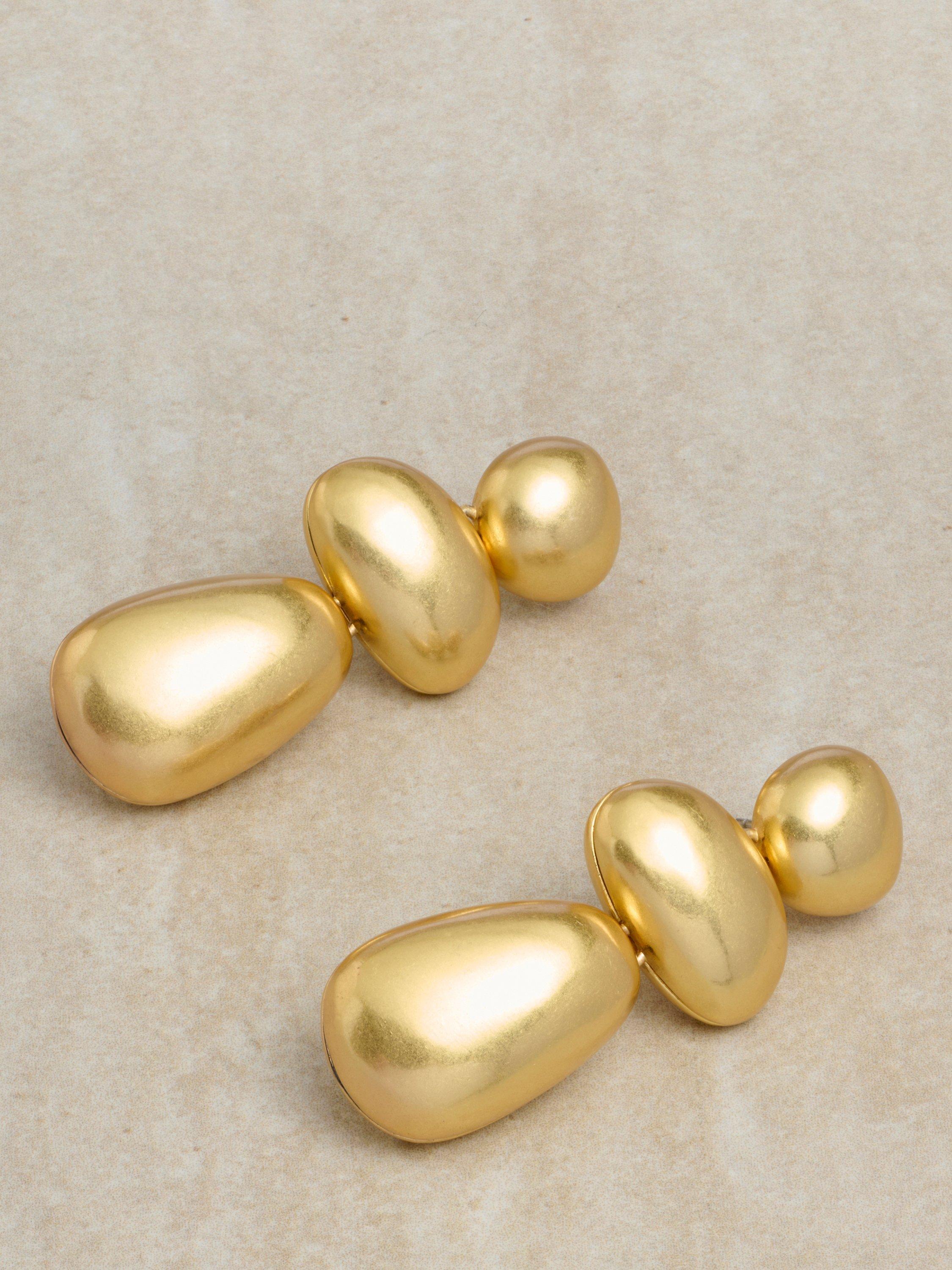 Product image 5 of 6, which shows Reiss Dinah Dome Drop Earrings, Gold