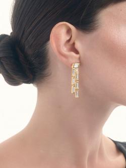 Reiss Livia Linear Crystal Drop Earrings - view 2, Gold
