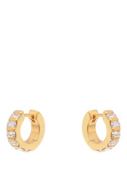 Reiss Liza Linear Crystal Huggie Hoop Earrings, Gold