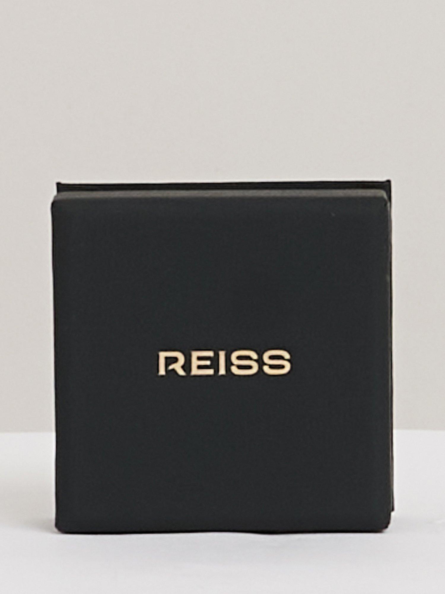 Product image 6 of 6, which shows Reiss Liza Linear Crystal Huggie Hoop Earrings, Gold
