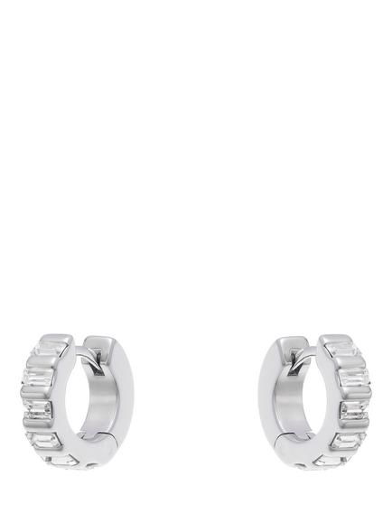 Reiss Liza Linear Crystal Huggie Hoop Earrings, Silver