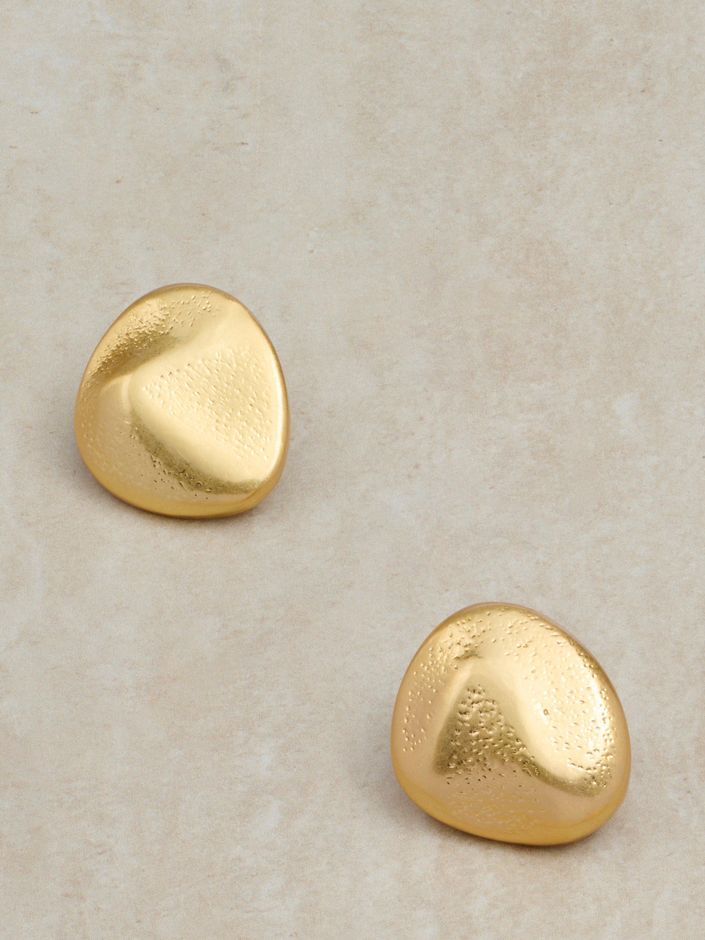 Product image 4 of 6, which shows Reiss Pernilla Textured Earrings, Gold