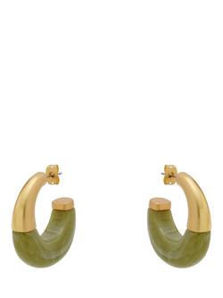 Reiss Samira Scoop Hoop Earrings, Gold/Olive