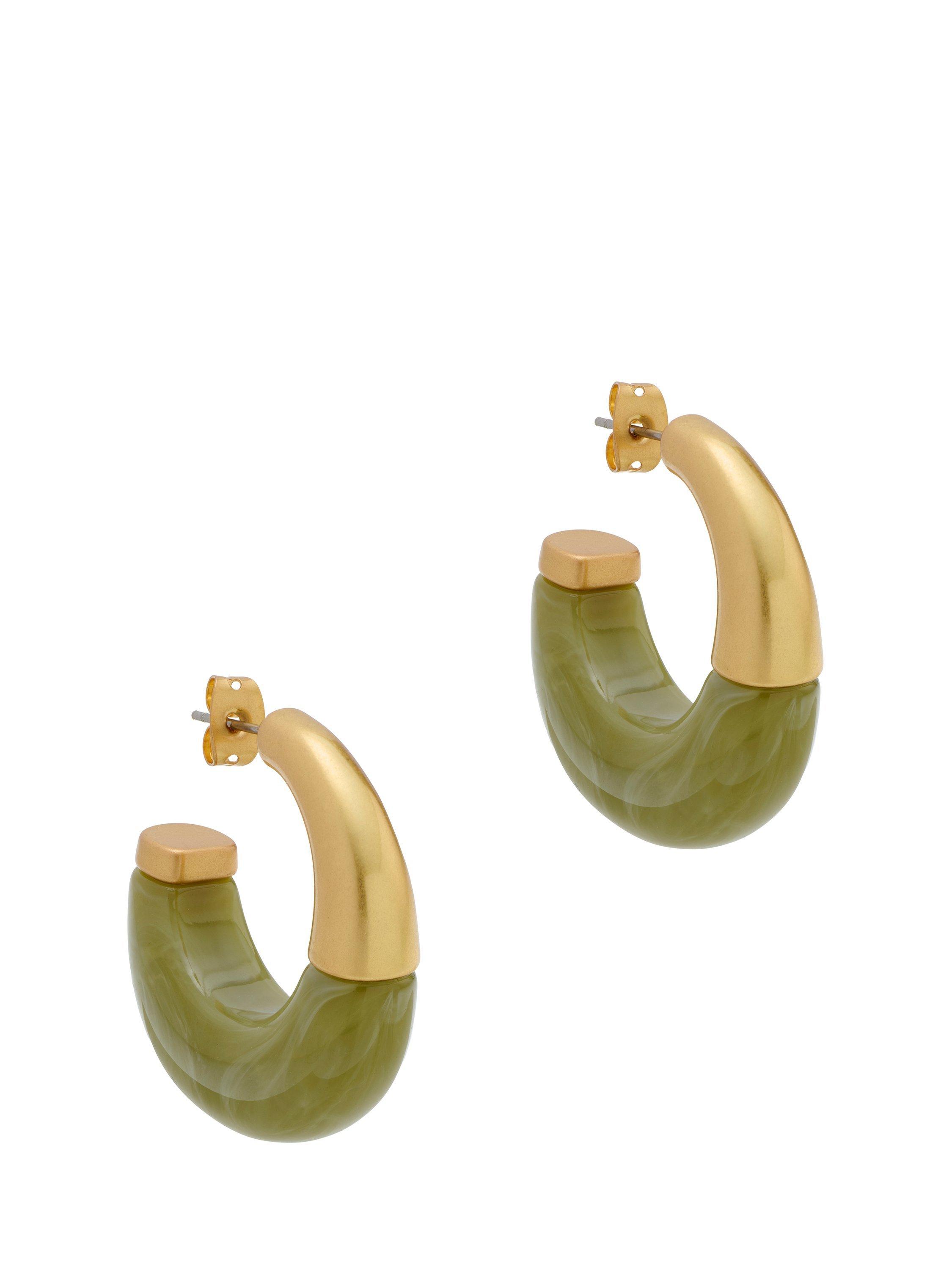 Product image 3 of 6, which shows Reiss Samira Scoop Hoop Earrings, Gold/Olive