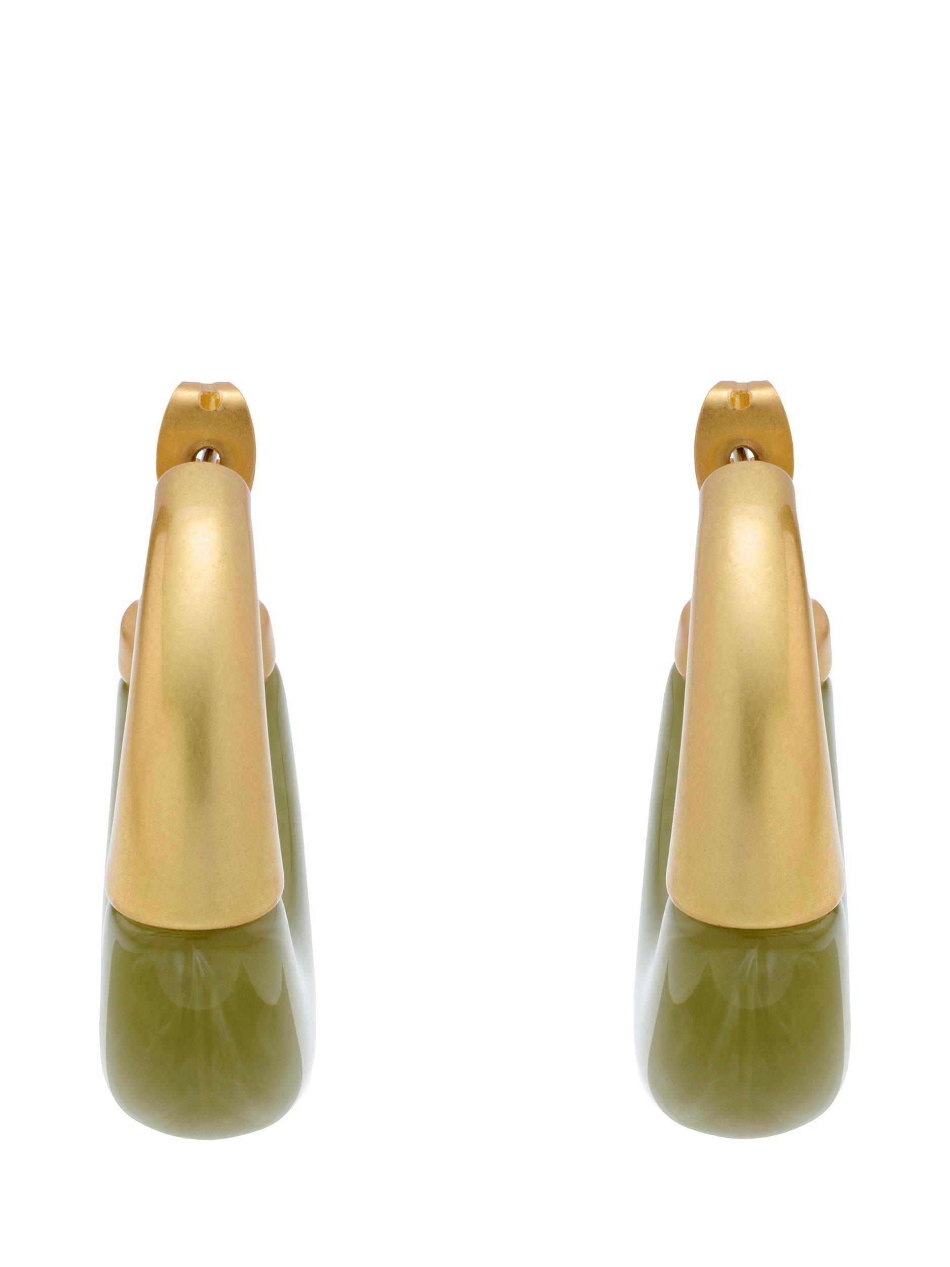 Product image 4 of 6, which shows Reiss Samira Scoop Hoop Earrings, Gold/Olive