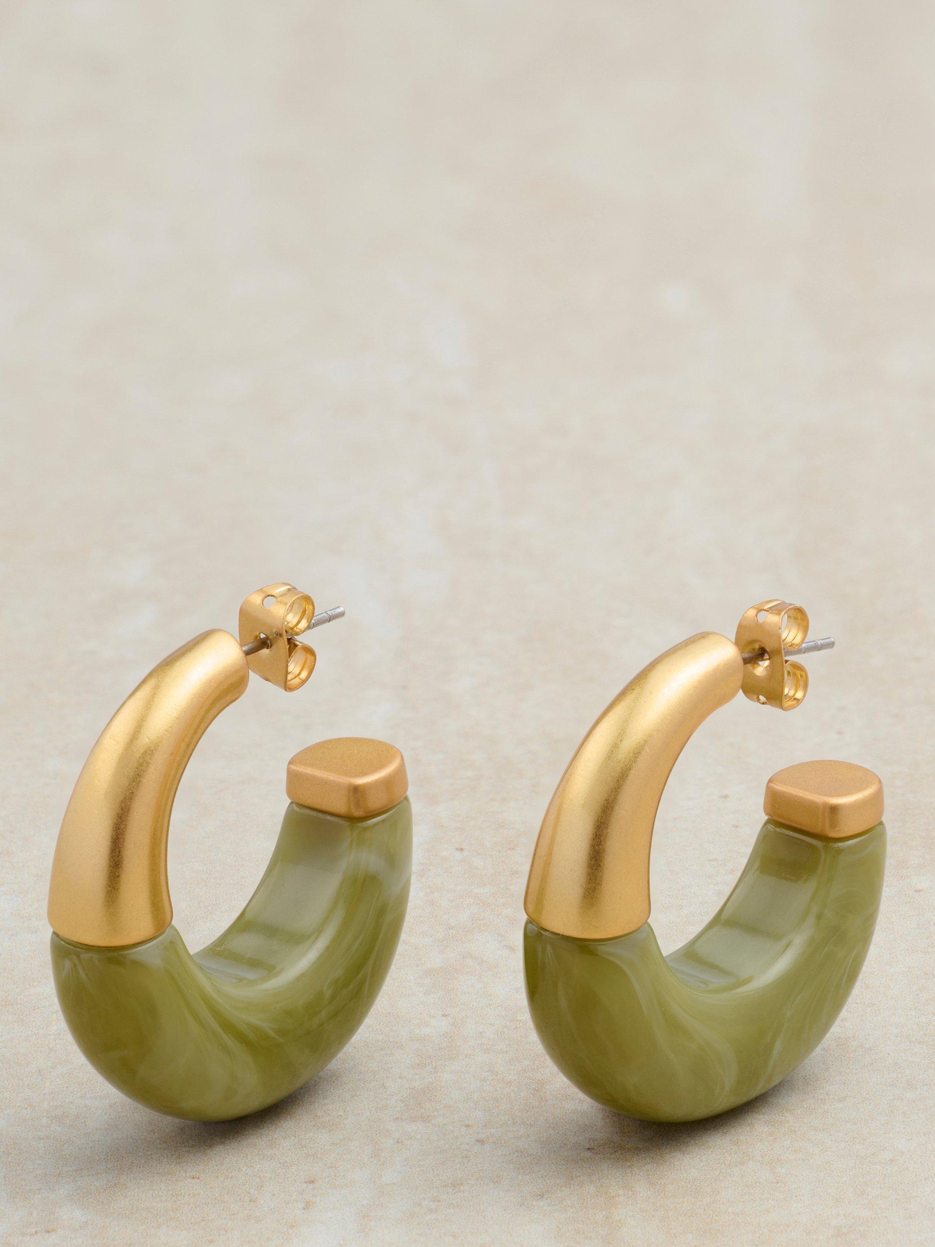Product image 5 of 6, which shows Reiss Samira Scoop Hoop Earrings, Gold/Olive