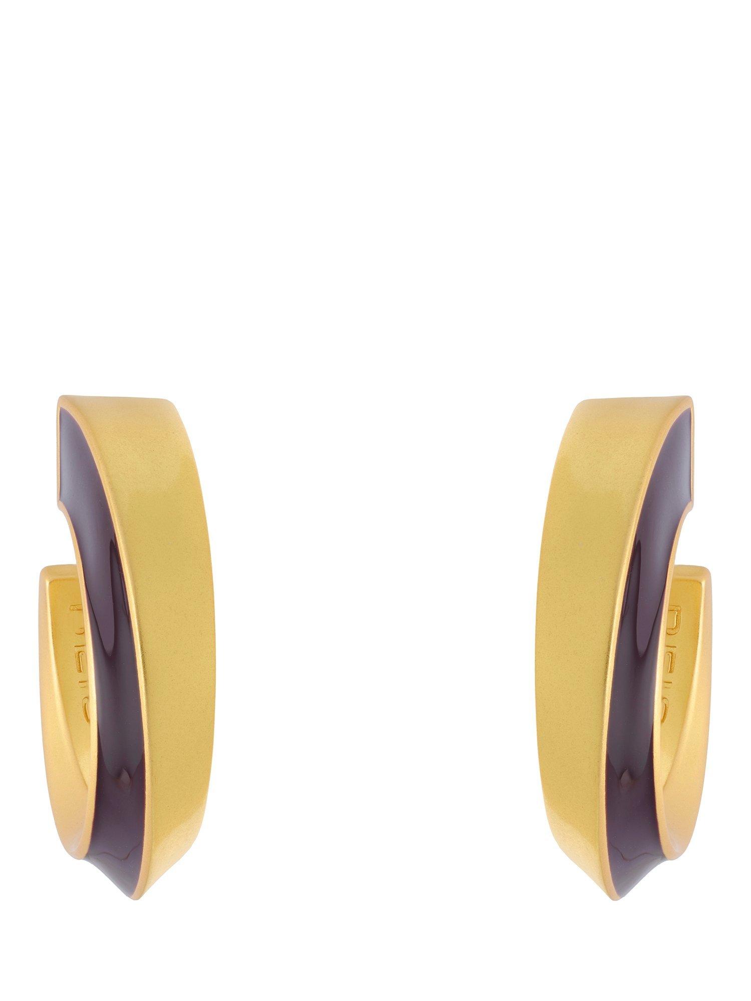 Product image 1 of 6, which shows Reiss Thalia Twist Enamel Hoop Earrings, Gold/Burgundy