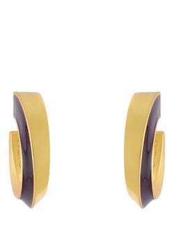 Reiss Thalia Twist Enamel Hoop Earrings, Gold/Burgundy