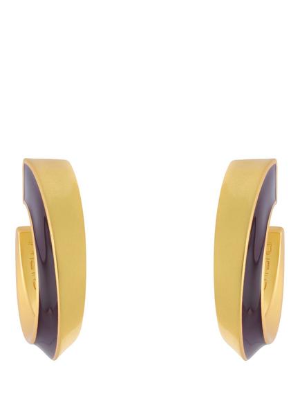 Reiss Thalia Twist Enamel Hoop Earrings, Gold/Burgundy