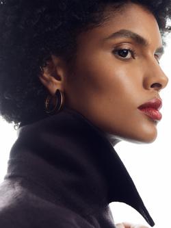 Reiss Thalia Twist Enamel Hoop Earrings - view 2, Gold/Burgundy