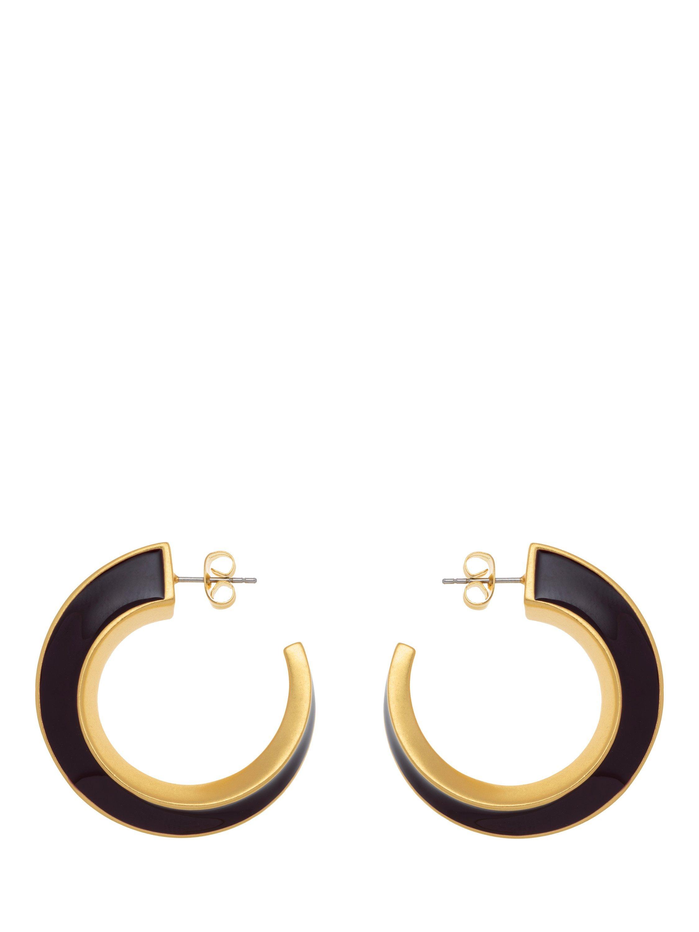 Product image 4 of 6, which shows Reiss Thalia Twist Enamel Hoop Earrings, Gold/Burgundy