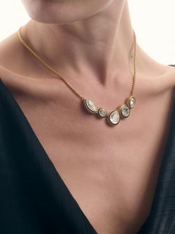 Reiss Cristina Crystal Rock Enamel Pendant Necklace, Gold - view 2, Gold