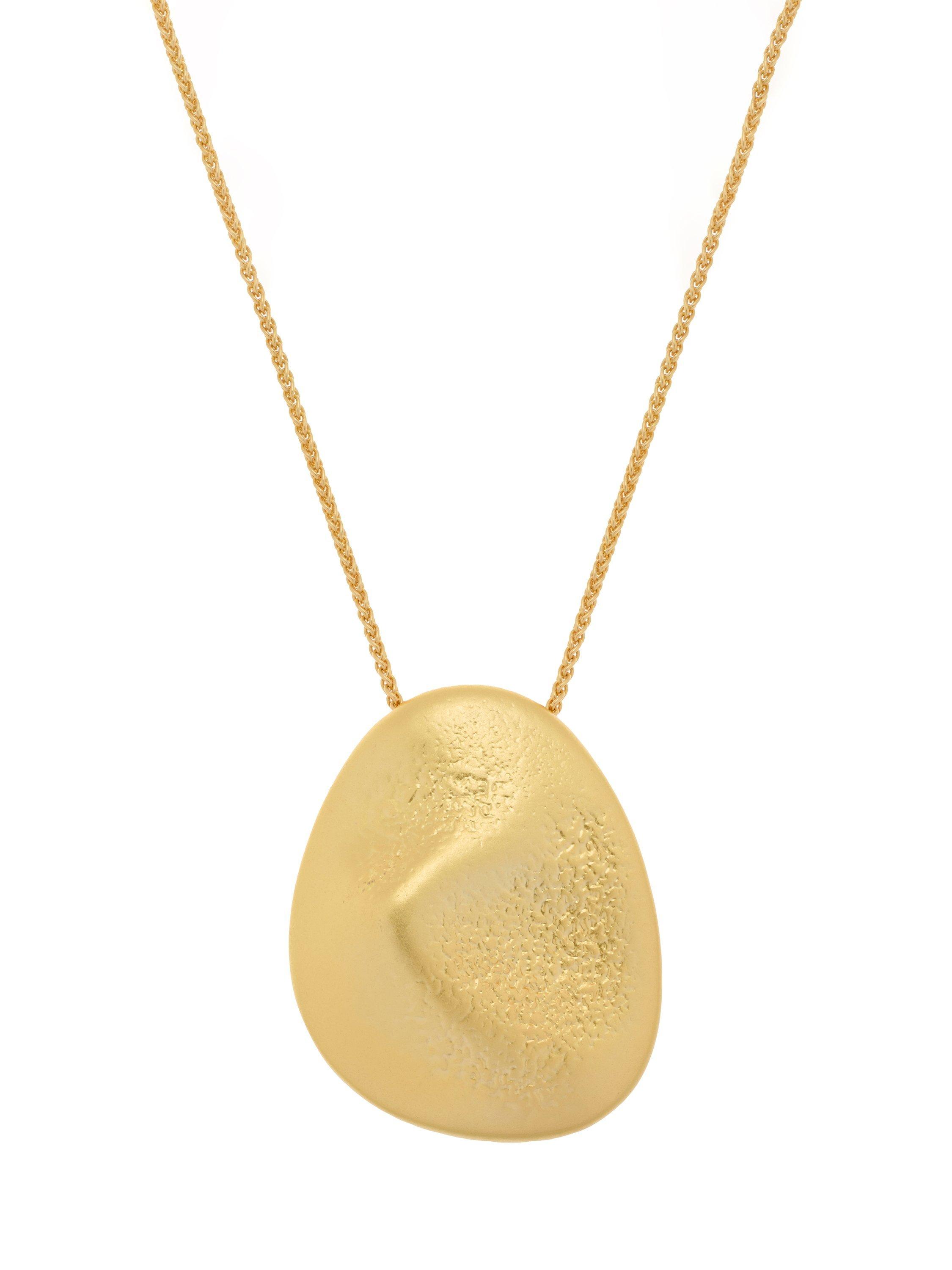 Product image 3 of 6, which shows Reiss Perdita Textured Long Pendant Necklace, Gold