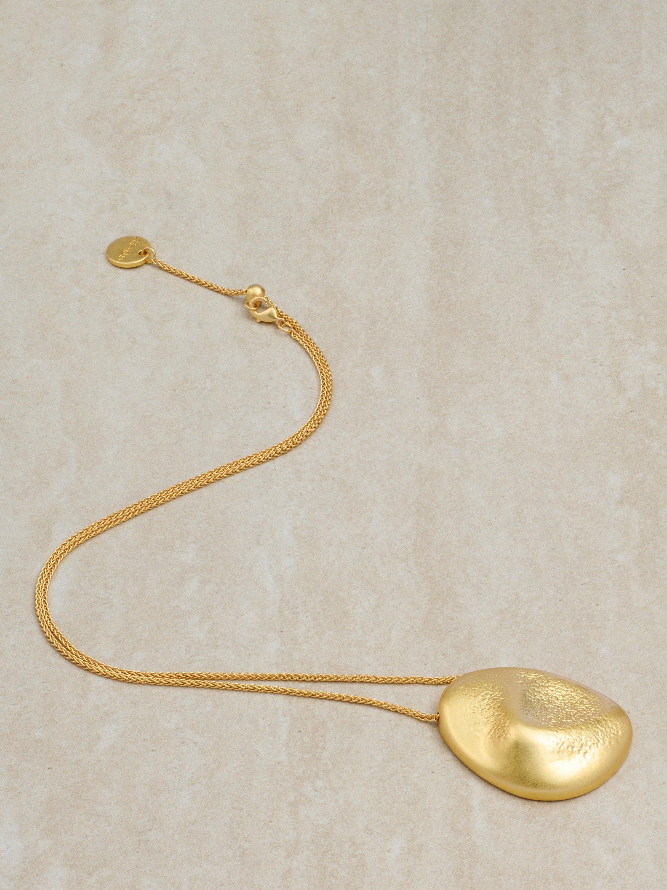 Product image 5 of 6, which shows Reiss Perdita Textured Long Pendant Necklace, Gold