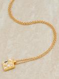 Reiss Zoe Zoraya Square Pendant Necklace, Gold/Pearl