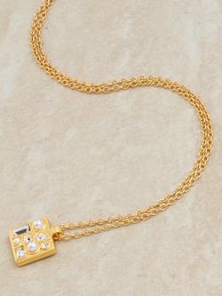 Reiss Zoe Zoraya Square Pendant Necklace, Gold/Pearl - view 2, Gold/Pearl