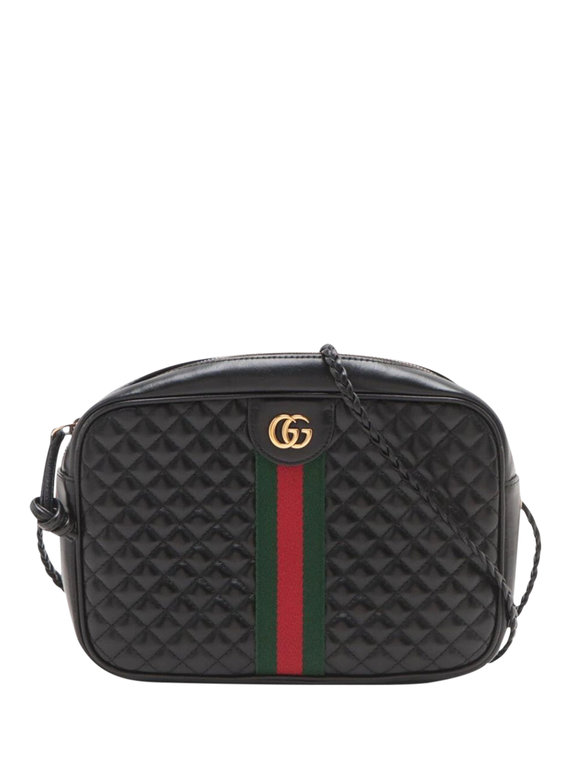 Pre-loved GUCCI GG Marmont Diamond Quilted Leather Cross Body Bag, Black