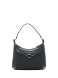 Pre-loved GUCCI GG Canvas Horsebit Shoulder Bag, Black