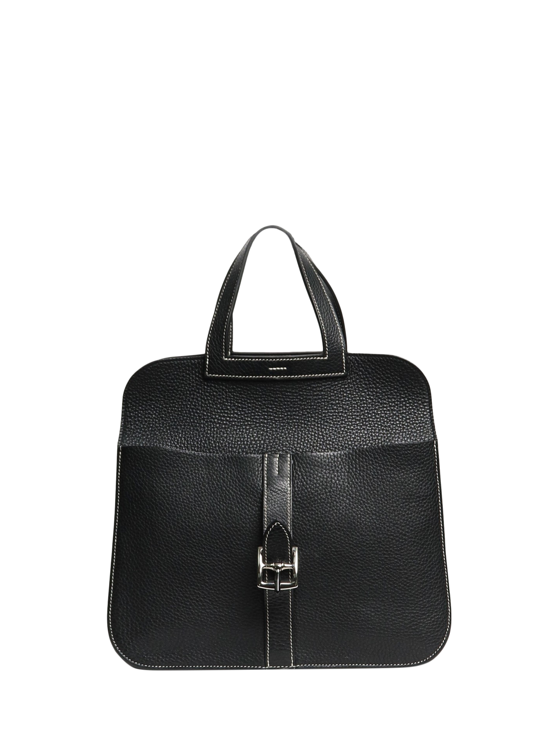 Pre-loved Hermès Halzan 31 Leather Grab Bag, Black