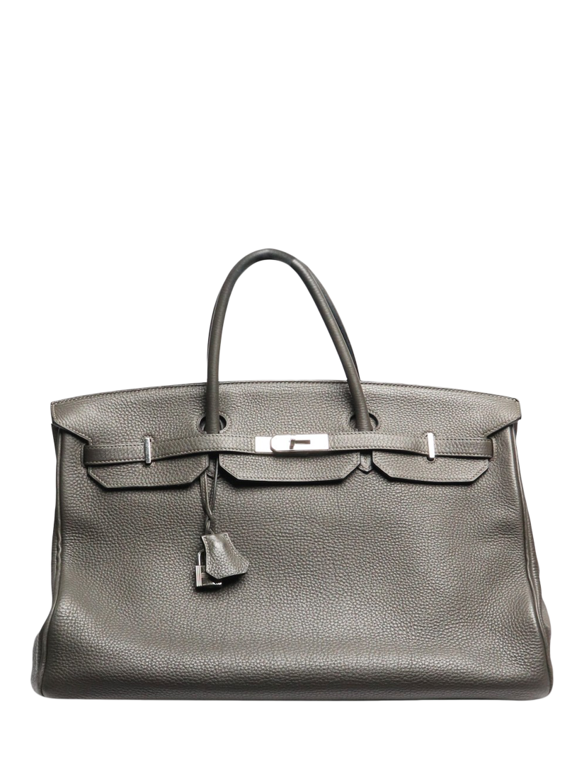 Product image 1 of 10, which shows Pre-loved Hermès 2012 Birkin 40 Top Handle Leather Bag, Dark Grey