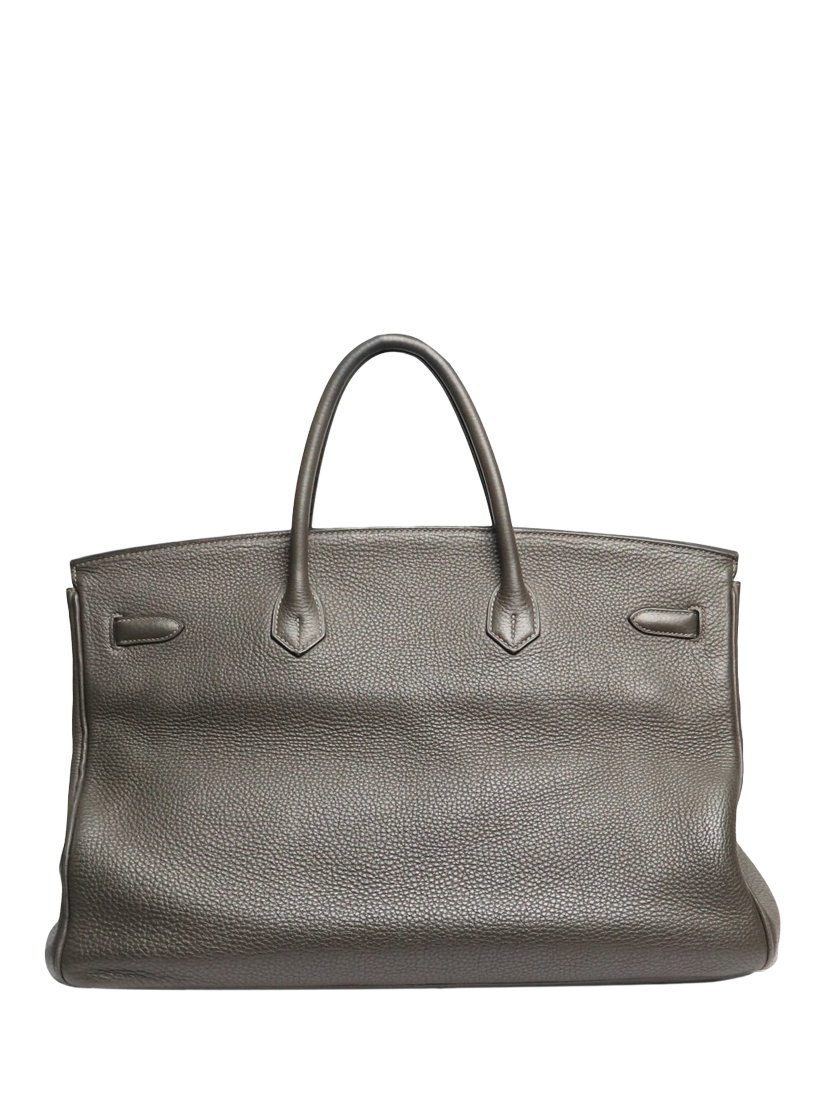 Product image 3 of 10, which shows Pre-loved Hermès 2012 Birkin 40 Top Handle Leather Bag, Dark Grey