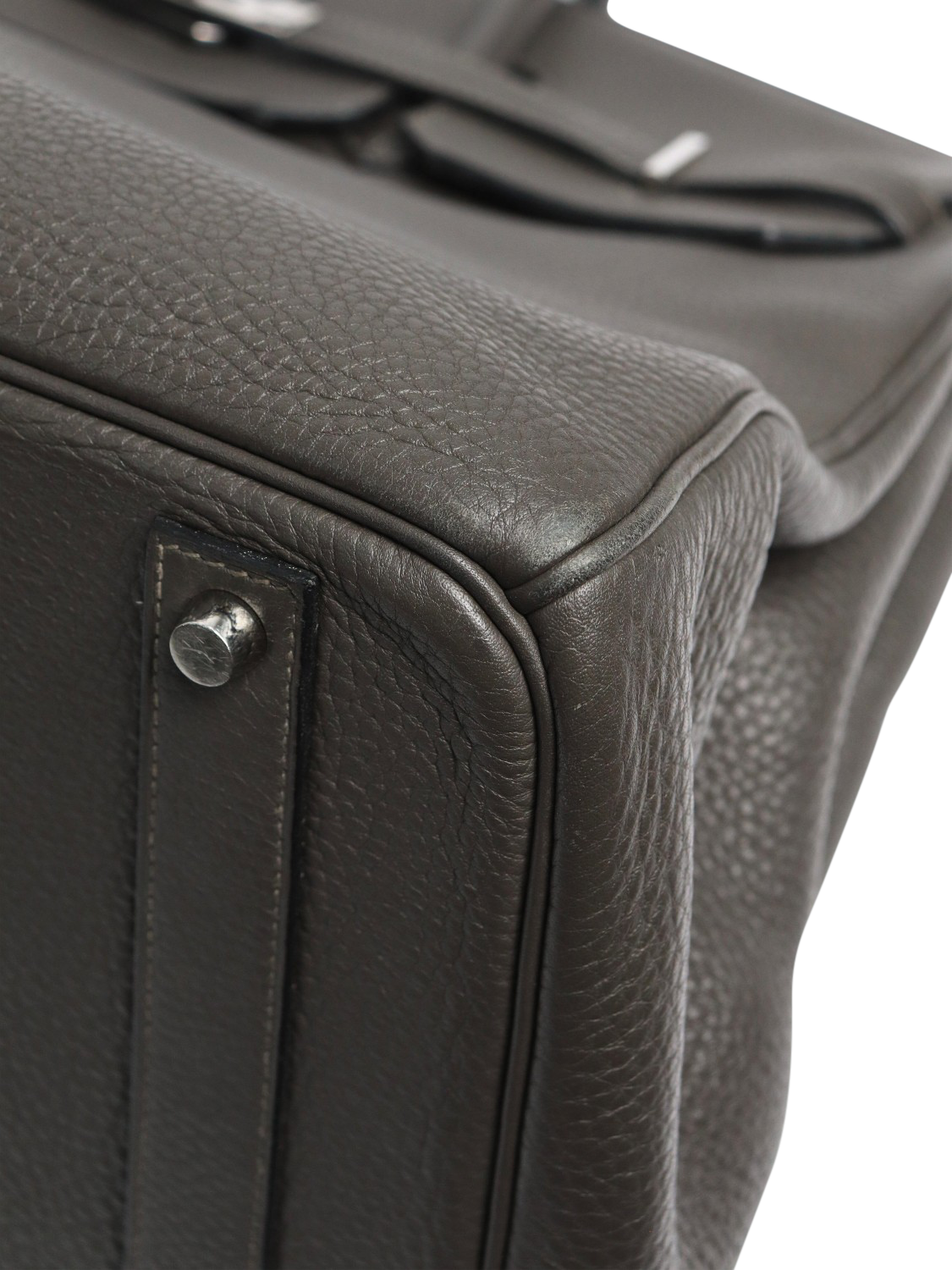 Product image 5 of 10, which shows Pre-loved Hermès 2012 Birkin 40 Top Handle Leather Bag, Dark Grey
