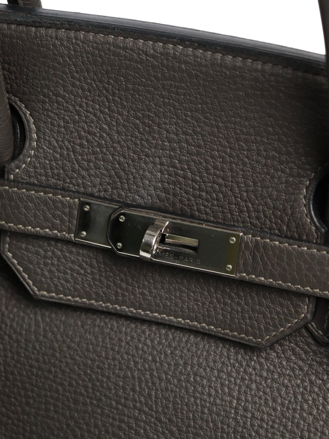 Product image 6 of 10, which shows Pre-loved Hermès 2012 Birkin 40 Top Handle Leather Bag, Dark Grey
