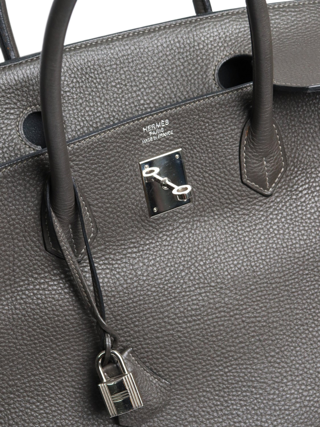 Product image 7 of 10, which shows Pre-loved Hermès 2012 Birkin 40 Top Handle Leather Bag, Dark Grey