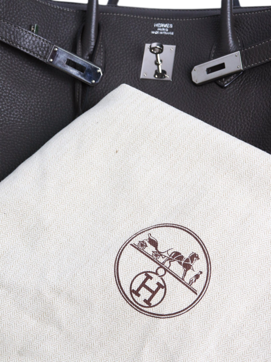 Product image 10 of 10, which shows Pre-loved Hermès 2012 Birkin 40 Top Handle Leather Bag, Dark Grey