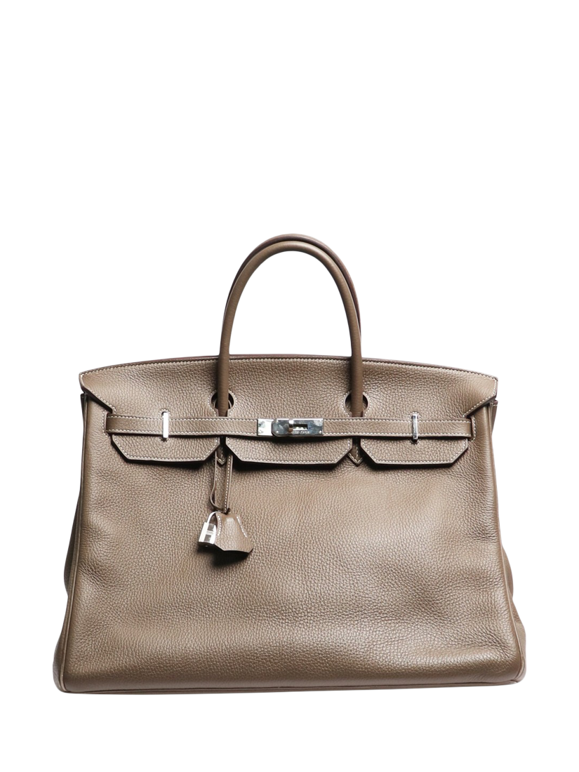 Product image 1 of 10, which shows Pre-loved Hermès 2010 Birkin Top Handle Leather Bag, Taupe
