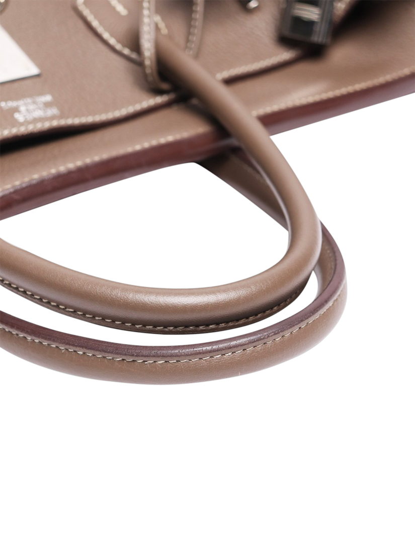 Product image 9 of 10, which shows Pre-loved Hermès 2010 Birkin Top Handle Leather Bag, Taupe
