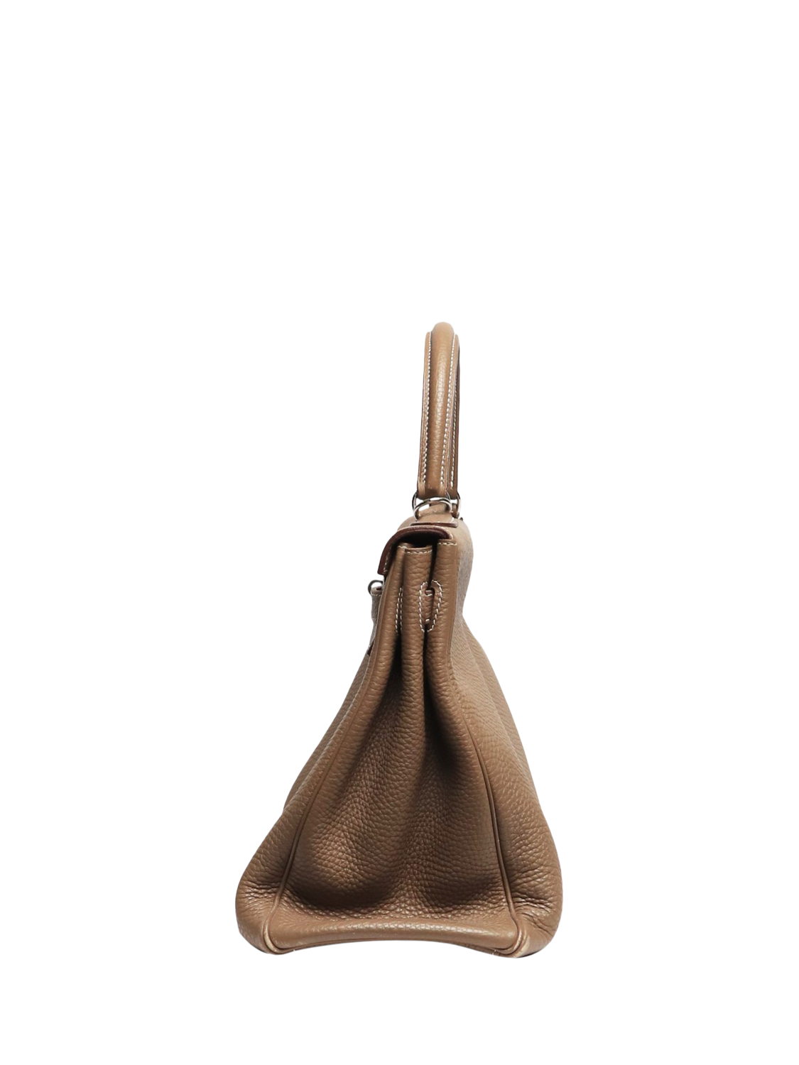 Product image 4 of 10, which shows Pre-loved Hermès 2012 Kelly 35 Clemence Leather Top Handle Grab Bag, Taupe